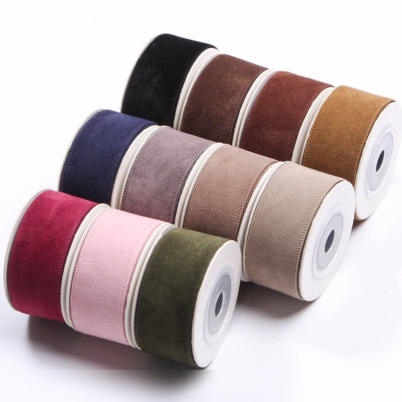 Vellón reversible de piel de ciervo coreano Listón Satinado cinta de gamuza DIY Moño Accesorios para el Cabello sombrero de copa accesorios ropa flocado cinta
