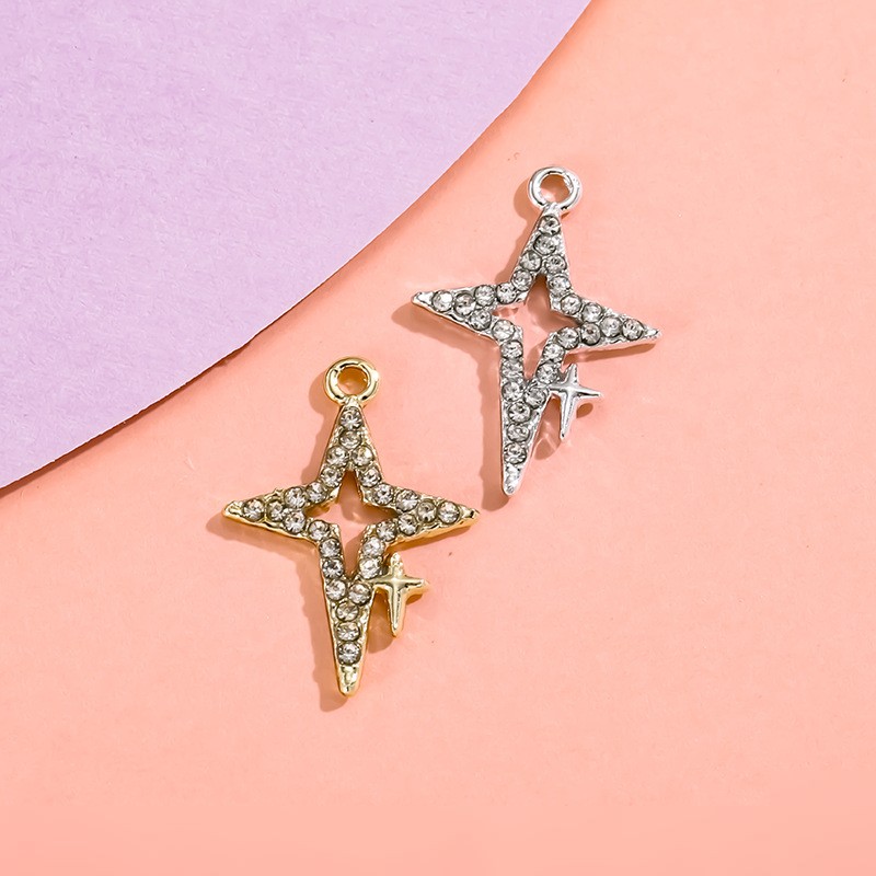 Quadruple Star Accessories Pendant Size Star Pendant Simple Diamond-set Alloy Accessories Diy Bracelet Women's Clothing