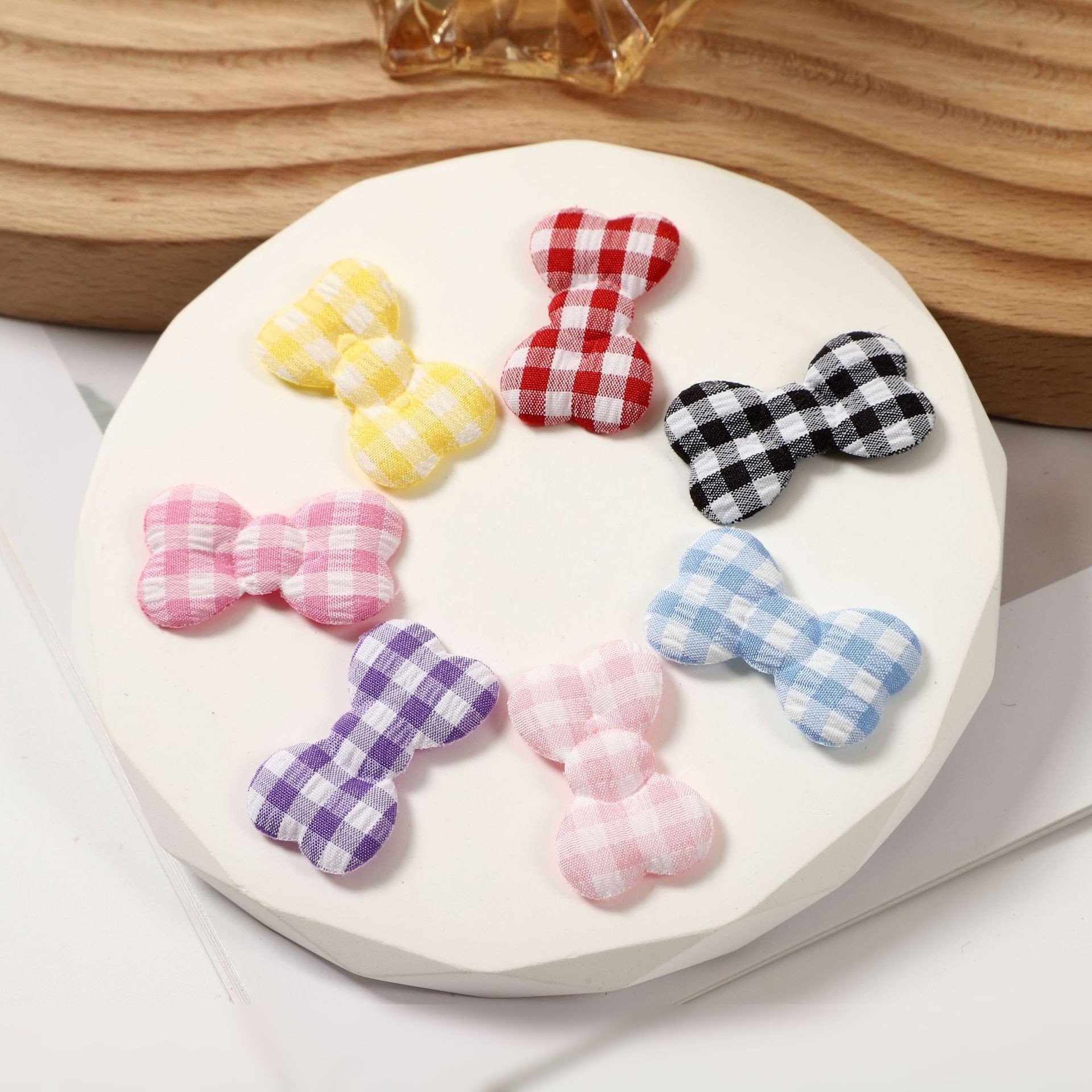 Cute Fabric Plaid Bow Tie Creative Cartoon Diy Handmade Jewelry Clothing Hats Socks Toys Decorative Materials Accessories